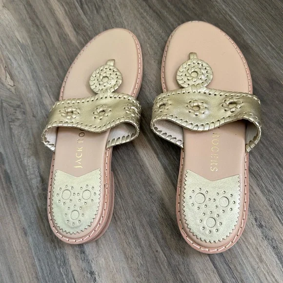 Jack Rogers Metallic Gold Jack Flat Sandals - Picture 4 of 6